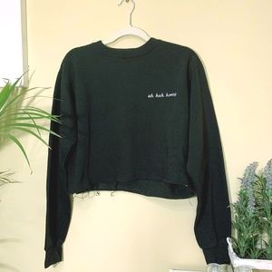 Black Cropped Crew Neck